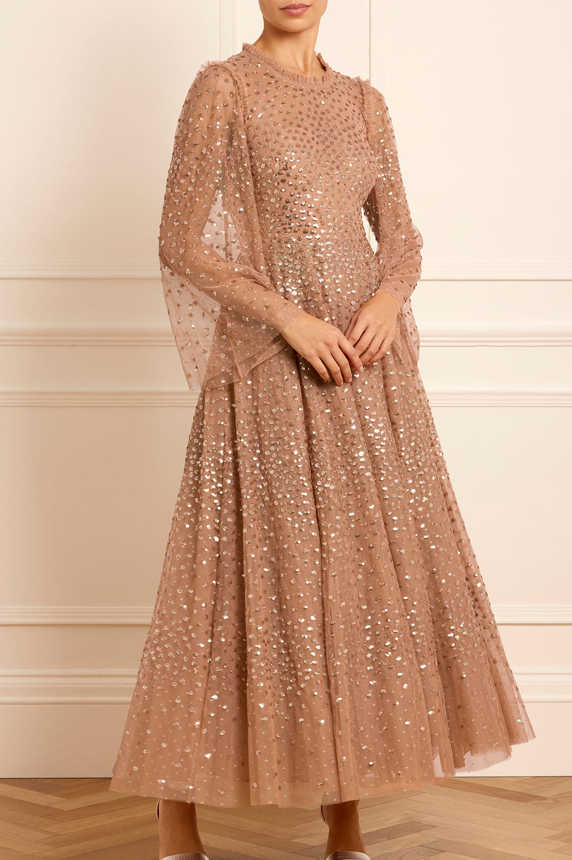 Scatter Dot Round Neck Ankle Gown